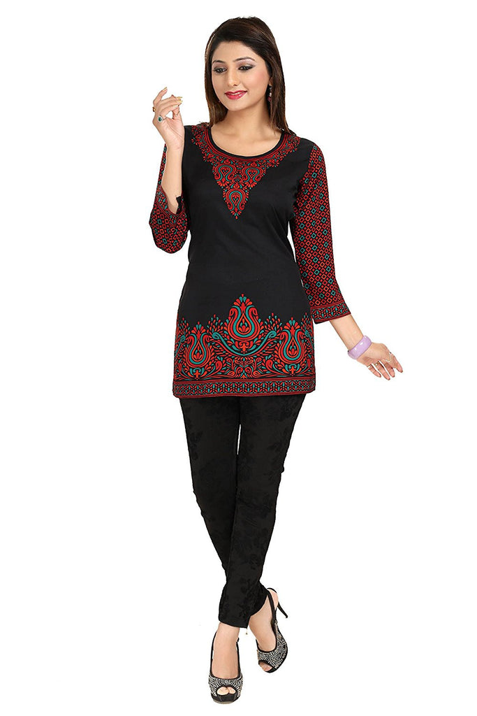 Floral Printed Pleated Front Kurta - Navy Blue – FASHOR